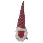 Soft Christmas Gnome Red Hearts & Grey Hat 25CM