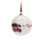 Xmas Ball Polyester 7.5CM White - With Car