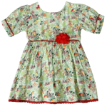 Green Floral Baby Dress In Soft Viscose