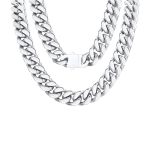 Findchic Chunky Silver Cuban Link Chain Necklace For Women Men Heavyweight Stainless Steel Curb Chain Y2K Hip Hop Punk Statement