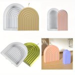 1PC Rainbow Arch Candle Molds Striped U-shaped Silicone Mold Abstract Architectural Resin Moulds For Tray Handmade Candle Making