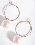 Goldair Gold Large Pearl Hoop Earrings