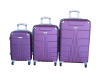 Smte Durable Abs 3-PIECE Luggage Set Purple Spinner Wheels Built-in Lock With Keychain