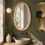 Irregular Oval Wood Mirror - Walnut