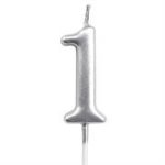 Casey 10CM Silver Numerical Birthday Candle NR.1 Retail