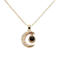 I Love You Crescent Moon Projection Pendant Necklace - Gold