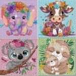 Diy 5D Diamond Painting Kit - Cartoon Animal Mosaic Art Full Drill Craft Set For Beginners Acrylic Wall Decor Gift