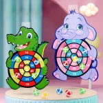 Festive Animal-themed Dart Game Set For Kids: Includes 1 Hook And 3 Sticky Balls Random Colors - Perfect For Indoor And Outdoor