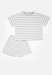 PoP Candy Striped Tee And Short Set-grey & White