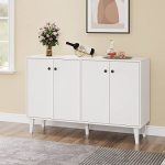 Panana Sideboard Buffet Cabinet Kitchen Storage Cabinet Living Room 4 Doors Console Table White
