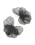 Black Coated Metal Wire Petal Stud Earrings