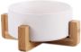 Medium Ceramic Bowl With Wooden Stand White