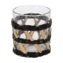 Glass Tea-light Holder With Black Willow Decor