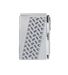 Flip Notes Metal Case For Cards cash With Notepad & Pen - Silver With Tyre Track