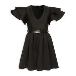 Black Scuba Belted MINI Dress