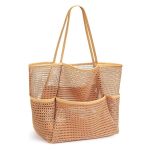 Besskon Large Beach Tote Mesh Beach Bags Waterproof Sandproof Summer Mesh Totes Bags For Women Packable Beachbag Travel Pool Bag