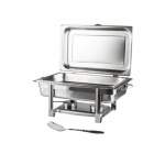 Smte Stainless Steel Single Tray Chafing Dish Food Warmer & Serving Spoon With Keychain