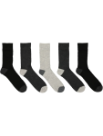 Five Pack Essential Crew Socks - One Size Black