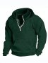 Simple Half Zip Hoodie With Kangaroo Pocket Men's Casual Pullover Hooded Sweatshirt