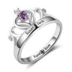 CRI102881 - 925 Sterling Silver Personalized Crown Birthstone Ring