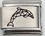 9MM Laser Italian Charm - Geometric Dolphin