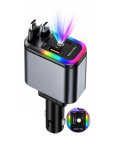 5-IN-1 Multi-function Car Charger With Dual Type-c Connectors Usb-a Port Fast Charging Cable & LED Ambient Light Universal Vehic