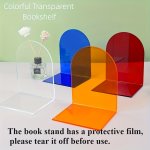 2PCS Acrylic Colorful Transparent Bookshelf Bookstand Acrylic Thickened Anti Slip Transparent L-shaped Book Baffle Book Desktop