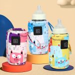 Three-speed Thermostat Cartoon Warm Milk Set Home Outdoor Portable Bottle Insulation Set USB Heating Constant Temperature Bottle