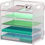 Letter Tray Paper Organizer 5-TIER Desk Organizer File Organizer Paper Holder With Handle Metal Desktop Document Shelf Tray Office Classroom Organiza