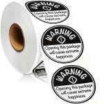 500 Stickers roll Happiness Stickers Black And White Warning Labels Round Warning Stickers 2.54 Cm Commercial Gifts Envelope Dec