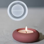 1PC Round Candle Holder Silicone Mold Diy Cement Candle Jar Silicone Mold Tealight Holder Plaster Ornament Decorative Candlestic