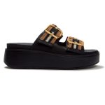 Gen Ff-max Buckle Stripe-webbing Slides - Black Mix - 8