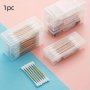 1PC Clear Travel Storage Box With Cover - Portable Organizer For Toothpicks Cotton Swabs And More - Perfect For Home And Travel Box Only