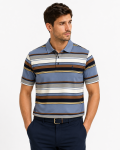 Polo Mens Stripe Short Sleeve Golfer In Blue - Blue XL