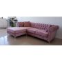 Adelide Chesterfield Coaner Couch - Right Sided - Pink Velvet