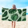 Extra Large Microfiber Beach Towel With Tropical Leaf Design - Super Absorbent Quick-dry Mat For Travel Pool Yoga & Camping