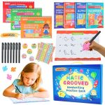Magic Grooved Writing Practice For Kids Ages 3-8 Reusable Grooved Handwriting Workbooks Large Writing Practice Books Kindergarte