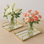 2PC Decorative Mirror Trays Gold