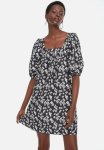 Floral Square Neck Dress - Black