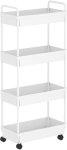 Plastic Rolling Storage Cart 4 Tier Organizer Mobile Shelving Unit Storage Rolling Utility Cart With Wheels For Kitchen Bathroom