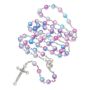 Simulated Pearl Rosary Necklace With Crucifix Pendant Long Beaded Chain