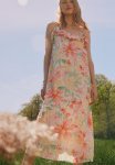 Frill-trimmed Strappy Dress - Pink Floral