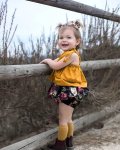 Black Floral Tutu Bloomer With Mustard Crop Top