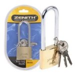 Padlock Zenith Brass 38MM Long-shackle Bls - 2 Pack