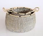 Black & White Patterned Seagrass Basket