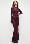 Sissy Boy Tempting: Longsleeve Maxi Dress With An Open Back - Burgundy Black