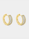 Yellow Gold 0.50CT Diamond Womens Channel Huggie Earrings