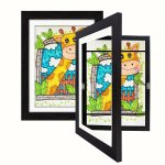 2PCS/SET Art Frames A4 Front Open Picture Frames Wooden Wall-mounted Frames Modern Home Transparent Frames Flip Wooden Magnetic 