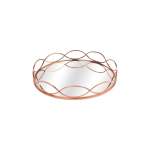 Small Mirror Tray With Wave Design Copper