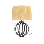 Raffia Bartley Metal And Fabric Table Lamp Black Gold Greystone Beige - Pearl Beige